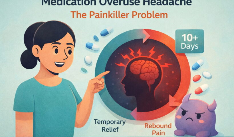 Medication overuse headache cycle – how frequent painkiller use causes rebound migraine explained by Hope & Mo